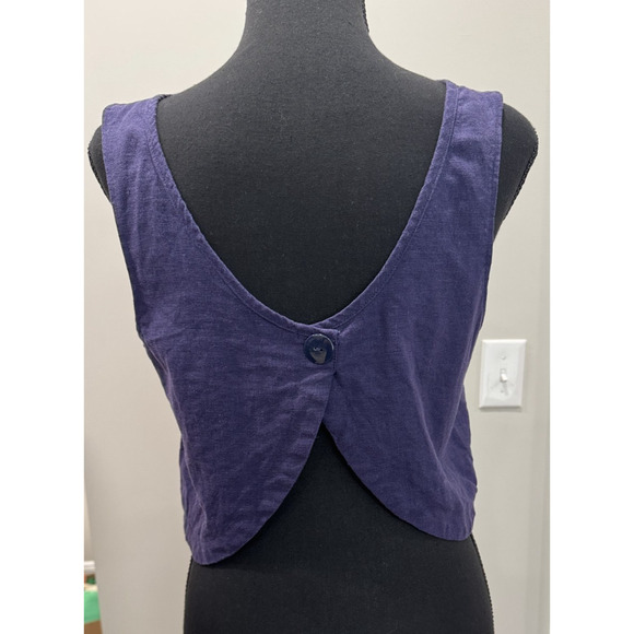 Linen Crop Top Split Back Sleeveless Whimsigoth Goth Rare Purple Medium - Picture 2 of 7